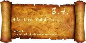 Bálint Abbás névjegykártya